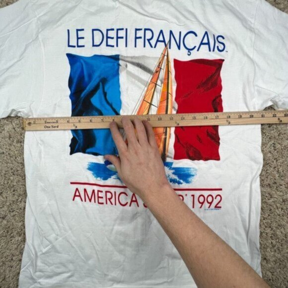 Vintage Le Defi Francais Shirt Mens Large XL White Americas Cup 1992 T Shirt - Picture 7 of 9